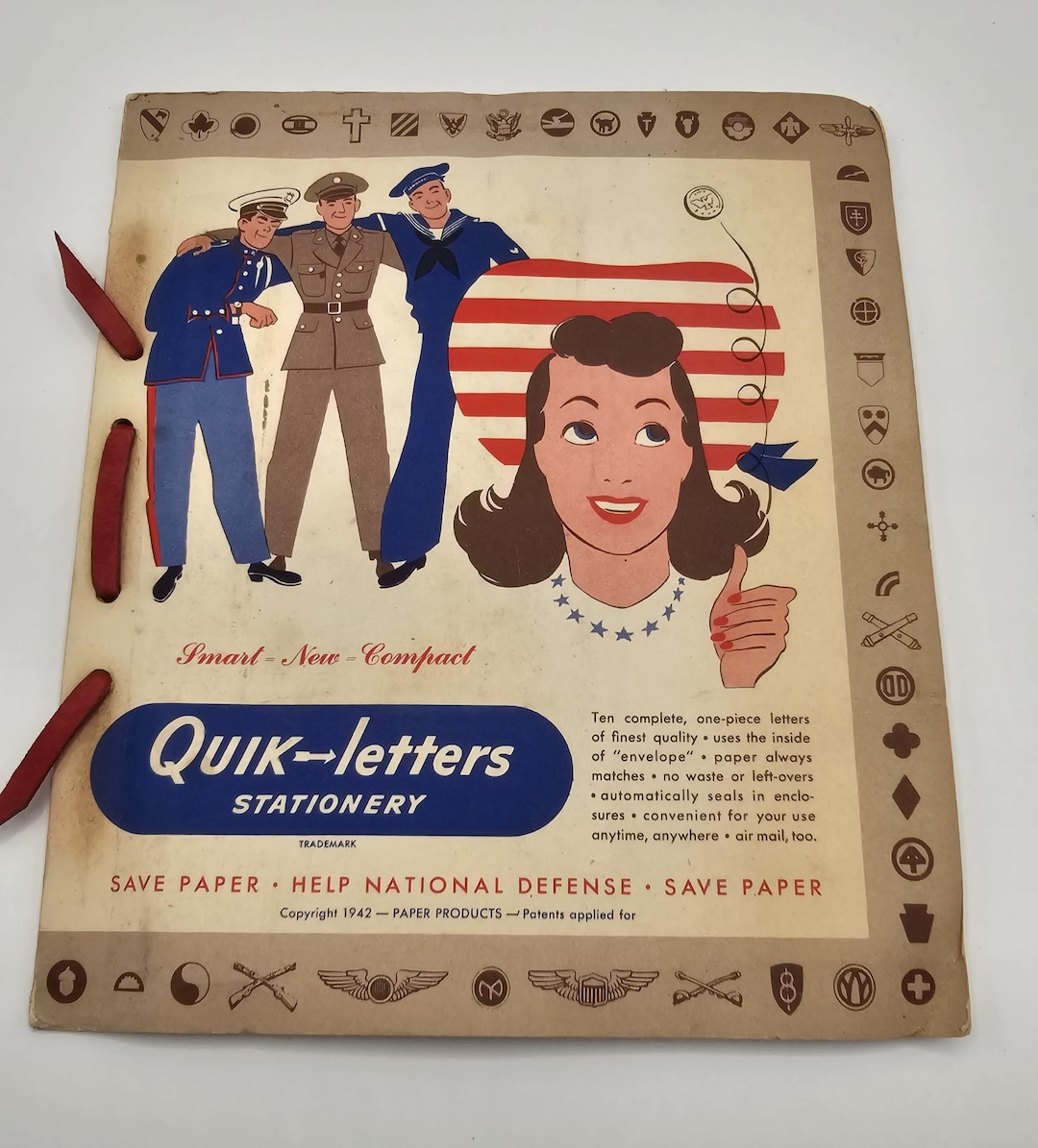 Vintage WWII 1940s the Victory Writing Tablet Blue Bound Stationery ...