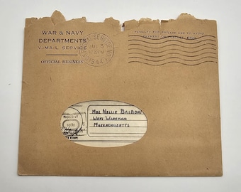 WWII June 1944 V Mail Letter 24 Armored Battilion, Pattons 3rd Army