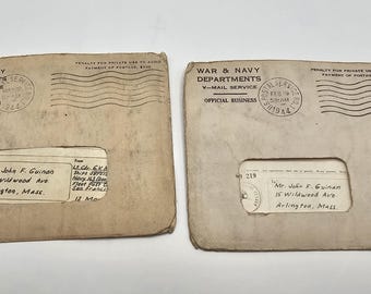 Original 1944 WWII V Mail Letters and Envelopes Set Lt Cdr George V Morton Jr Pacific Theater Guadalcanal and Pearl Harbor Navy Logistics