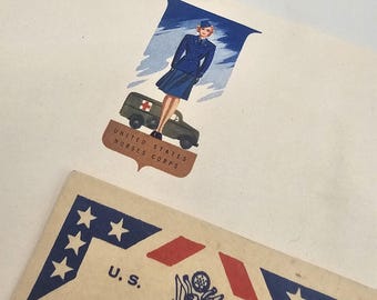 Original WWII Patriotic Stationery Lot Unused WAC Womens Army Corps US Army Air Forces Postcards Military Home Front Ephemera