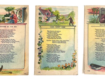 Antike Song-Themen Postkarten Set: Anfang 1900s Sammelkarten