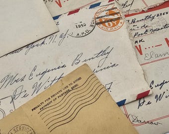 Original WWII Letter Lot 5 Pieces Sgt Charles H Bentley 134th Infantry Regiment 35th Division Virginia Combat Personnel Lab Staging