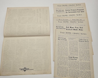 Collection of 5 Vintage WWII Your Home Front News Newsletters 1943 Manchester New Hampshire Militaria Ephemera