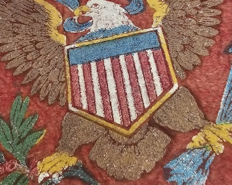 Original 1937 WWII Era Camp Pennant 197th Coast Artillery AA Camp Murphy Rye New Hampshire Great Seal Military Felt Ephemera