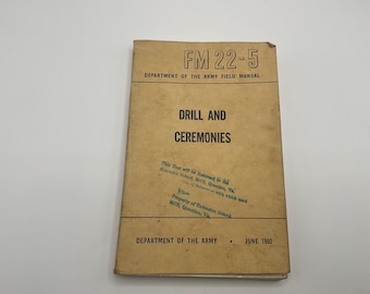 Original 1950 US Army FM 22-5 Drill and Ceremonies Field Manual Dual USMC Quantico Extension School Stamps Korean War Era Military