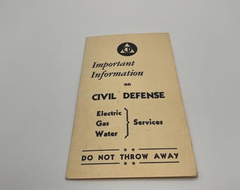 Original 1950s Massachusetts Civil Defense Air Raid Instructions Card Cold War Atomic Age Ephemera Home Front Bulletin No 12 Electric Gas