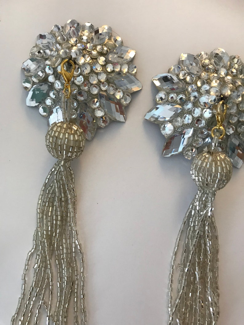 Crystal pasties with silver tassel image 4