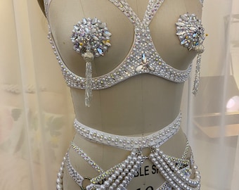 White pearly bra and panty costume