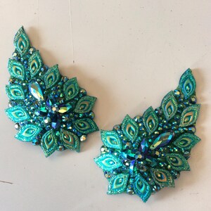 Paisley shaped, green, blue zircon pasties image 1