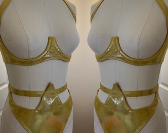 Underwire bra and panty set DIY rhinestoning