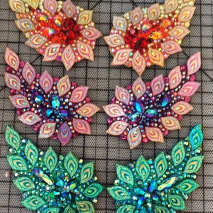 Paisley shaped, green, blue zircon pasties image 3