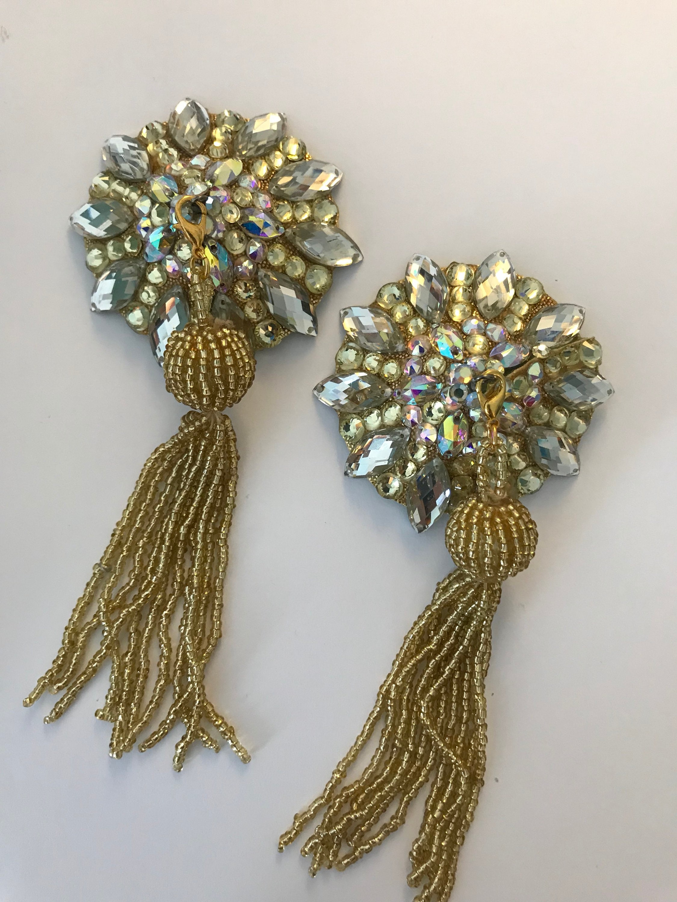 Sparkly gold pasties with tassel Etsy