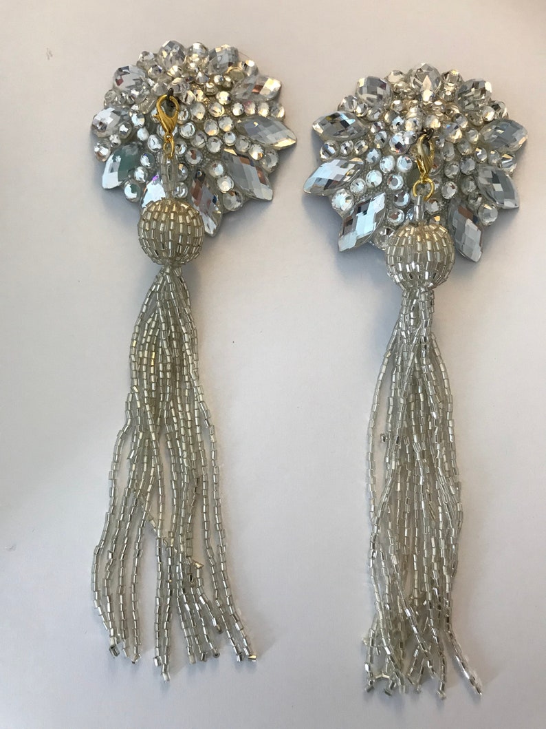 Crystal pasties with silver tassel image 5