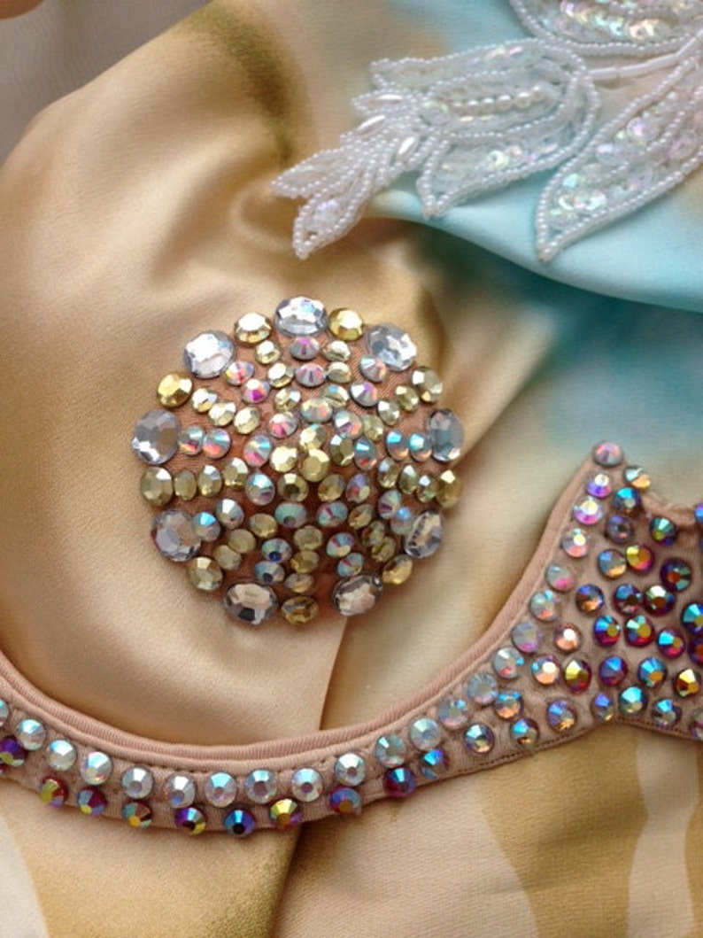 Rhinestoned burlesque underwire bra and pastie set | Etsy