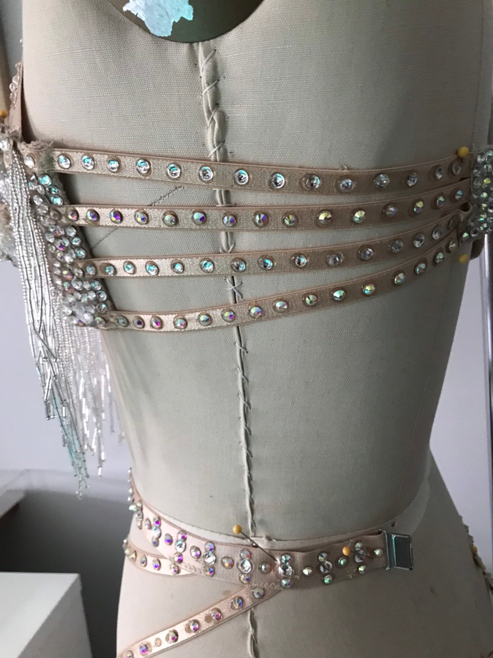 Half Moon Bra High Waisted Bottoms With Shimmy Belts Etsy