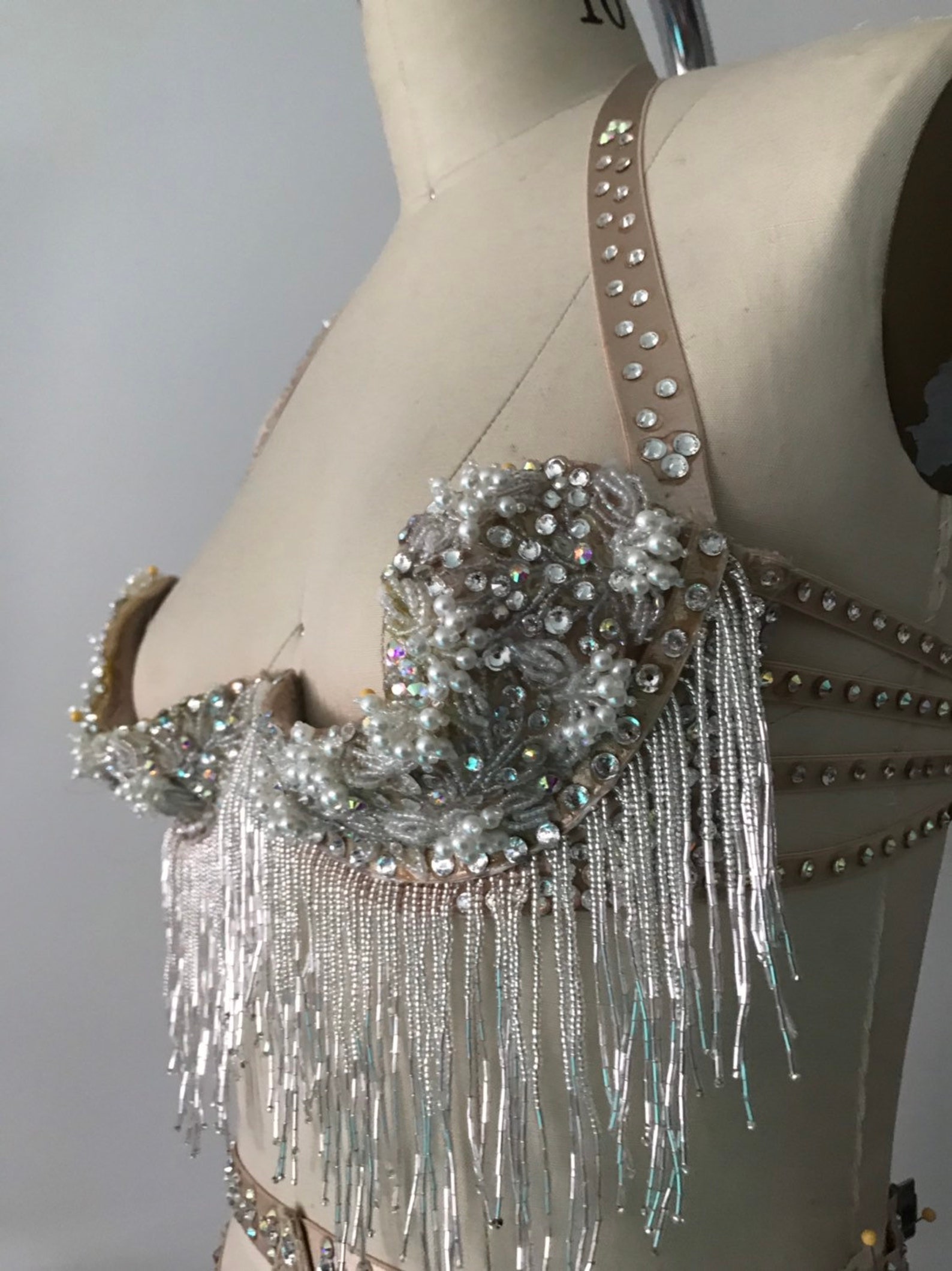 Half Moon Bra High Waisted Bottoms With Shimmy Belts Etsy