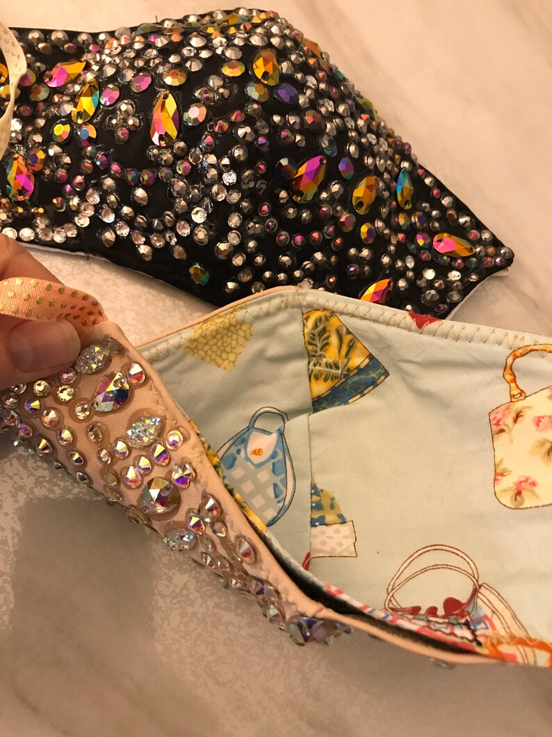 Rhinestoned bejeweled beaded face mask fashion mask Etsy