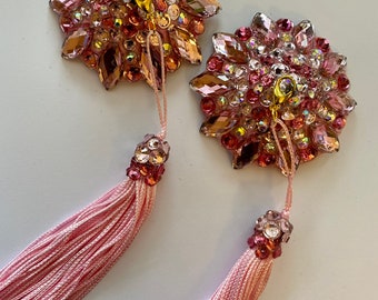 Pink and rose pasties with beaded chenille tassel
