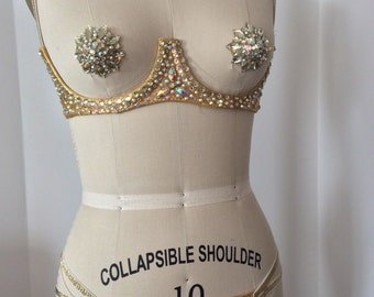 Underwire bra and panty set, pasties, burlesque