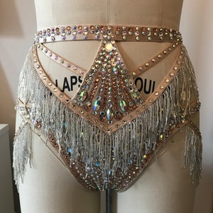 Show girl fringed g-string, panty with shimmy belts