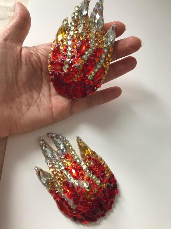 Custom made Rhinestone Flame Fire Pasties Festival Rave Burlesque Showgirl MADE-TO-ORDER - Red Flame Pasties (1.5”, 2”, 2.5”, 3”) - Etsy main image 2