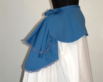1870 Basque Belt / Bustle Skirt ( 27 1/2" Waist) Victorian Skirt /Blue Twill /Steampunk
