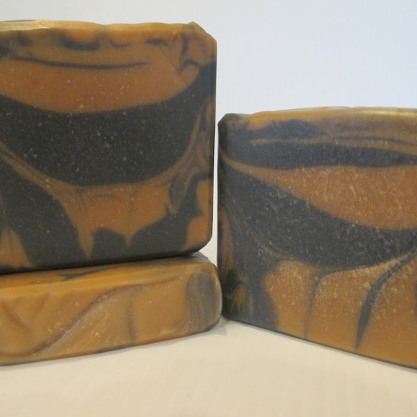 Face soap, acne soap, soap for acne, teenager soap, charcoal soap, clay soap, orange and black soap, swirly soap