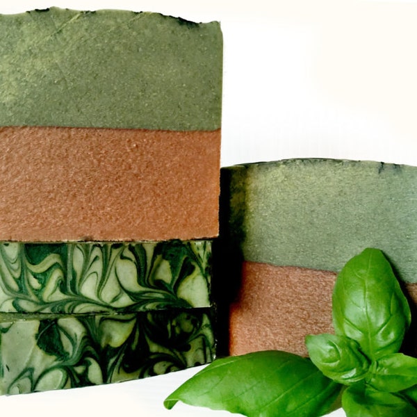 tomato soap, tomato basil soap, layered soap, foodie soap, food in soap, tomato water, basil oil, handmade soap, natural soap, kitchen soap