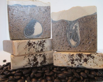 Coffee soap, coffee lover, exfoliating soap, scrubby soap, coffee in soap, soap with coffee, etsygifts, hostess gift, swirly soap