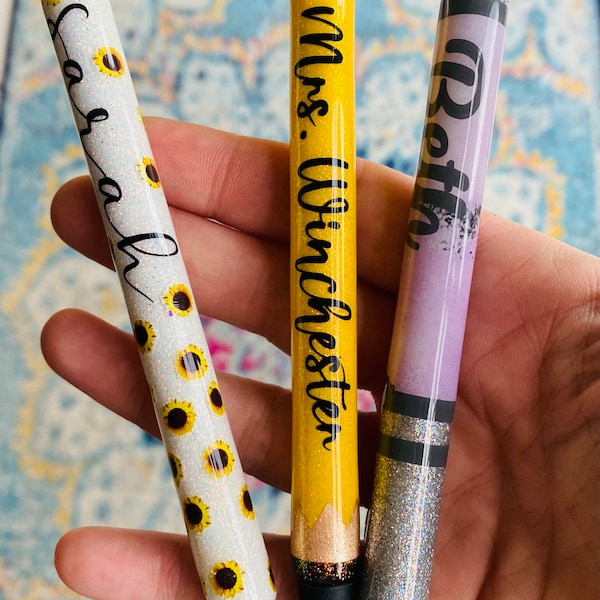 Custom refillable glitter gel pen w/box- Personalize your own,glitter pen,glitter gel pen,glitter resin pen,glitter pens, school supplies