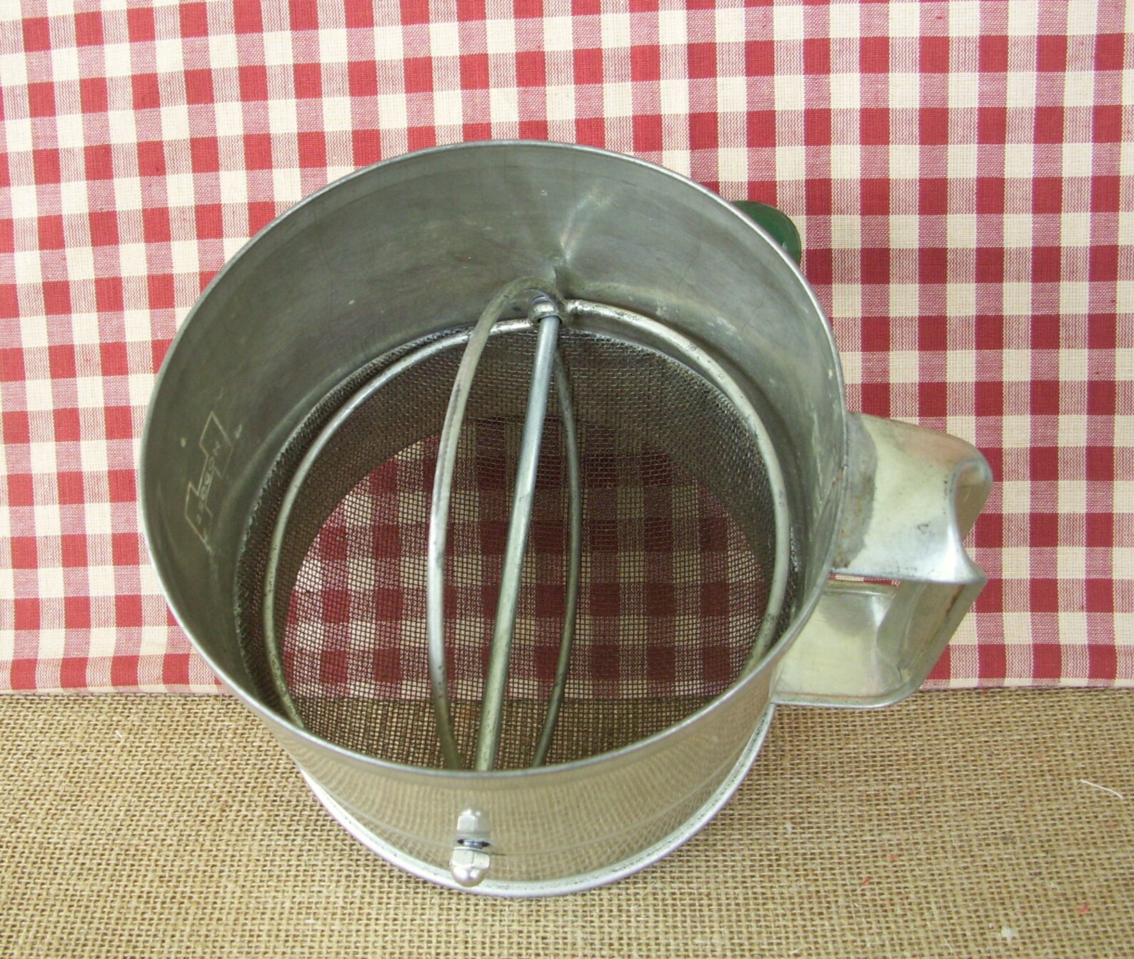 Vintage Hodges Flour Sifter Extra Large Green Handle Super Etsy