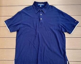 90s Polo by Ralph Lauren スカイライナー LL ネイビー RARE Vintage 90s Polo Ralph Lauren Cotton Knit Chainmail Polo