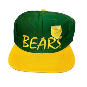 Vintage 80's Baylor Bears Snapback Hat Green & Yellow Unisex Adult