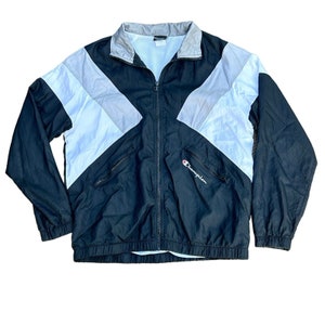 Champion Vintage Track Jacket Size XL Full Zip 90's Black