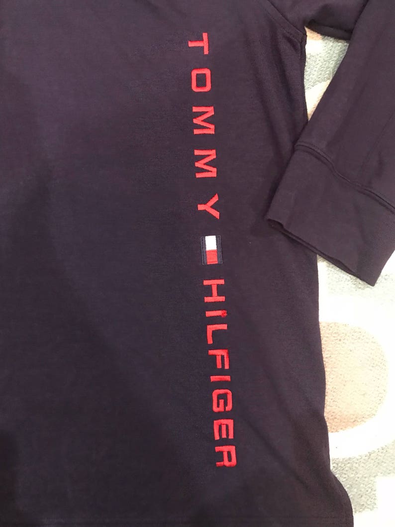 Vintage Tommy Hilfiger Shirt 90s Big Letters 1/4 Zip LS XL | Etsy