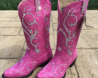 Pink rhinestone cowboy boots Clearance