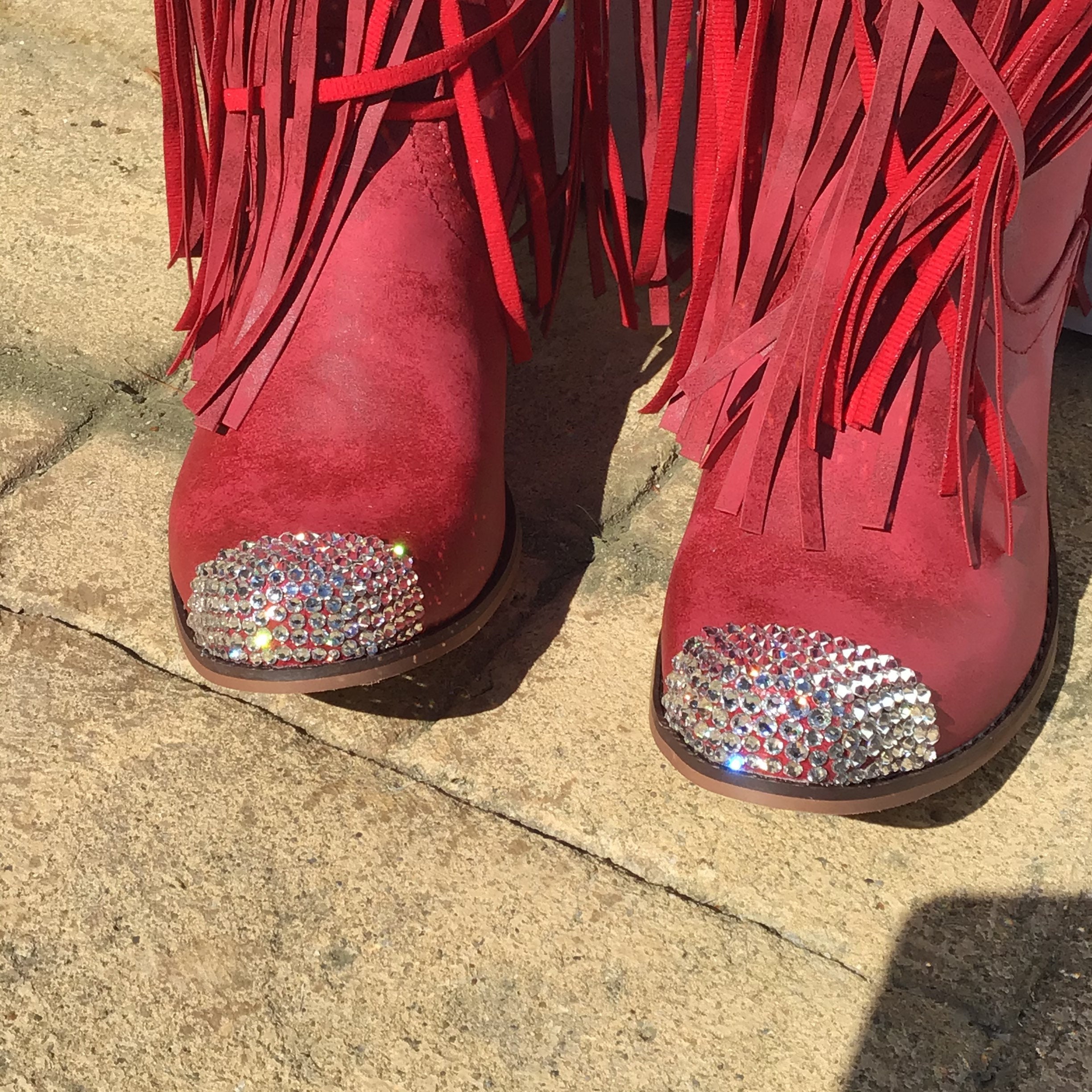 Gucci★素敵！Cherry Red Jacquard Cowboy Boots with Crystals New Gucci Women's Cherry Red Jacquard Cowboy Boots with