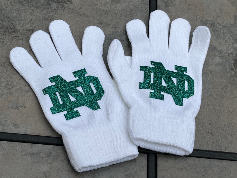Notre Dame Glitter Sparkle Stretch Knit Gloves Etsy