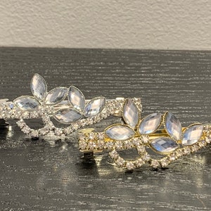 Floral Rhinestone Nevette 2.5 inch French Clip Barrette