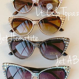Gorgeous Crystal Rhinestone Cat Eye Glam Sunglasses SUPER BLING