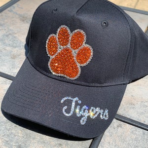 TIGERS Paw Print Swarovski Crystal Rhinestone Baseball Hat