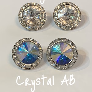 Large 1 inch Crystal Rivoli Stud Earrings 20mm