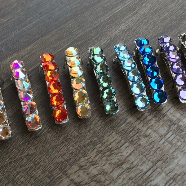 Barrette à clip française en cristal Swarovski et strass de 1,5 pouce