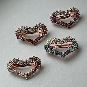 Large Heart Shape Crystal Rhinestone French Clip Hair Barrette