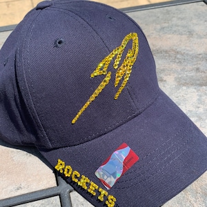 ROCKETS Swarovski Crystal Rhinestone Classic Baseball Hat