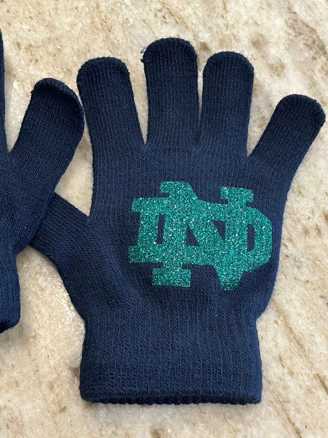Notre Dame Glitter Sparkle Stretch Knit Gloves Etsy