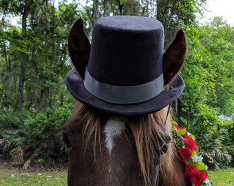 Gray or Black or Dark Brown Top Hat for Horses - Equine Coachman Costume - Wedding Horse