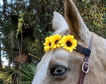 Happy Sunflowers Browband for any size equine - Horse Tack Brow Band - Fall Autumn Horse Costume