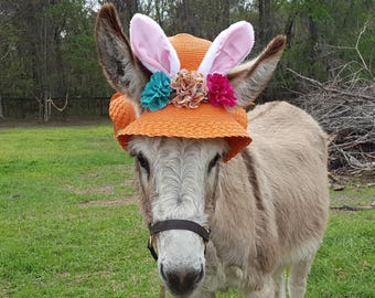 Bunny Ears Easter Hat for Equines - Easter Horse Hat - Easter Rabbit Ears Bonnet Equine Hat