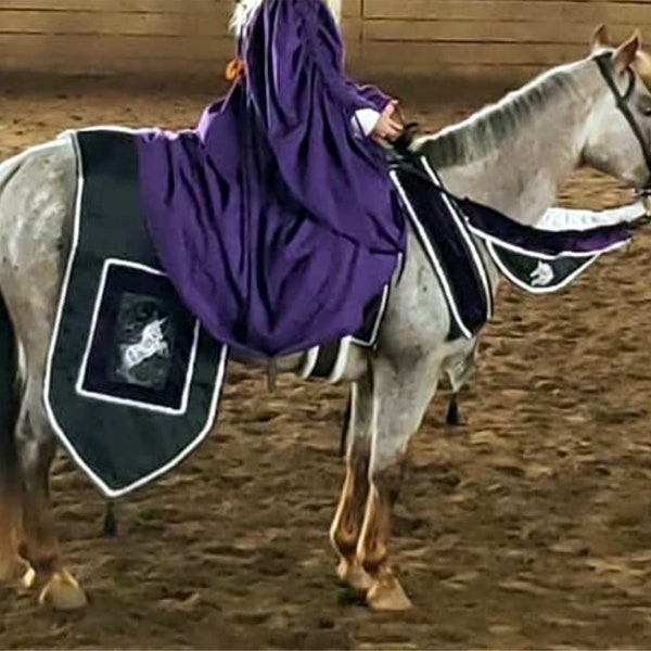 Unicorn Knight Horse Costume - Medieval Barding Costume - Equine Jousting Caparison